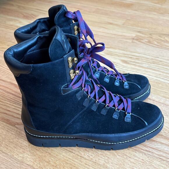 J. crew Elsa Suede and Leather High Shaft Lace Up Boots Warm Sherpa Winter 9us - Picture 1 of 5